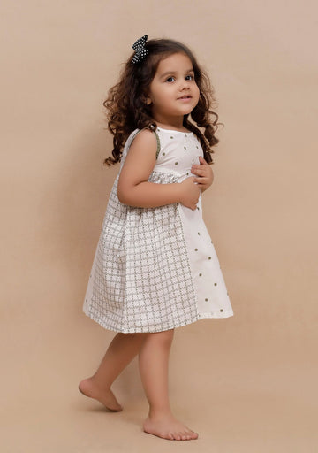 Off-White check with Polka Dot Printed Dress
